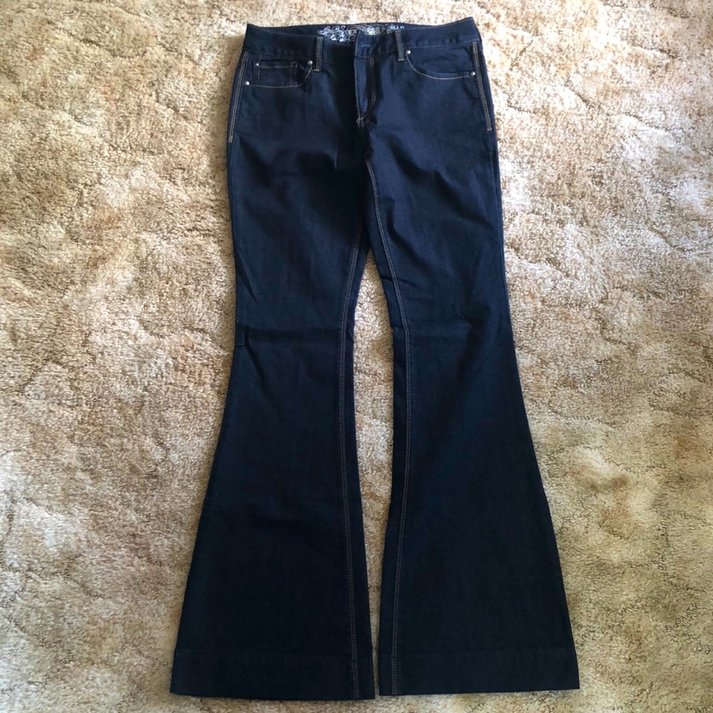 Womens Express Flare Jeans Dark Wash